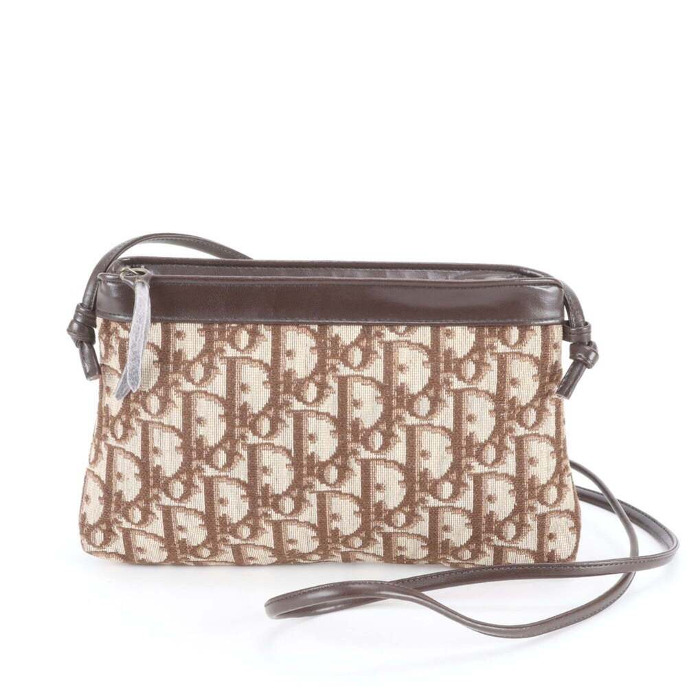 CHRISTIAN DIOR Vintage Brown Leather Trotter Shoulder Bag - Picture 1 of 9